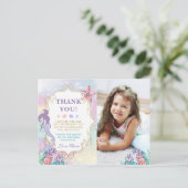 Zeemeermin Verjaardag Onder Zee Foto Dank Je Briefkaart (Staand voorkant)