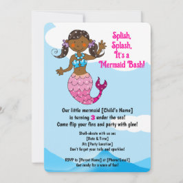  Zeemeermin Verjaardag Ontwerp Donker Haar Kaart