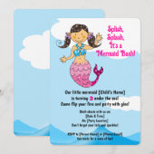 Zeemeermin Verjaardag Ontwerp Donker Haar Kaart (Voorkant / Achterkant)