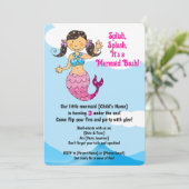 Zeemeermin Verjaardag Ontwerp Donker Haar Kaart (Staand voorkant)