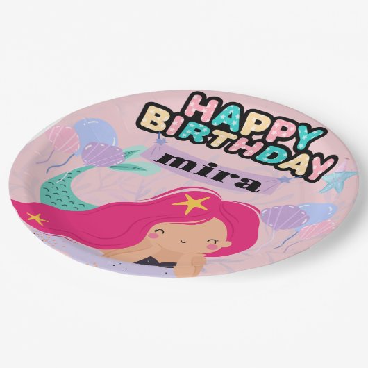 Zeemeermin Verjaardag Papier Bord Ontwerp – Onderw (Gekanteld)