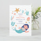 Zeemeermin Verjaardag Pool Party Kaart (Staand voorkant)