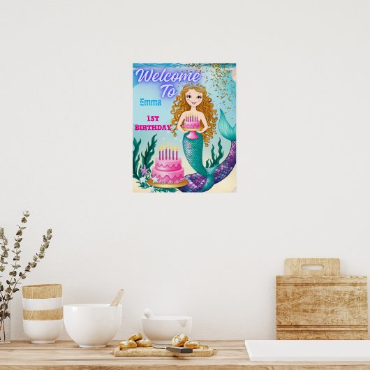 zeemeermin verjaardag poster (Keuken)