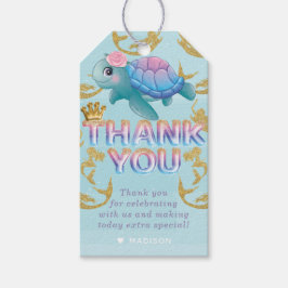 Zeemeermin Verjaardag Roze Blauw Dank u Cadeaulabel