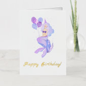 Zeemeermin Verjaardag roze Folie Wenskaart (Voorkant)