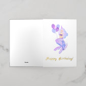 Zeemeermin Verjaardag roze Folie Wenskaart (Buiten Laag)