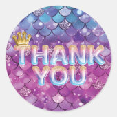 Zeemeermin Verjaardag Roze Glitter Dank je Star St Ronde Sticker (Voorkant)