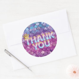 Zeemeermin Verjaardag Roze Glitter Dank je Star St Ronde Sticker