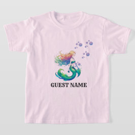 Zeemeermin Verjaardag thema Gast naam toevoegen T-shirt