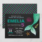 Zeemeermin Verjaardag uitnodiging (Voorkant / Achterkant)