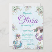 Zeemeermin Verjaardag uitnodiging (Voorkant)