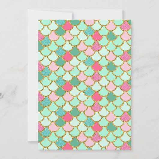 Zeemeermin Verjaardag Uitnodiging - Gold Glitter (Achterkant)