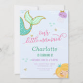 Zeemeermin Verjaardag Uitnodiging - Gold Glitter (Voorkant)