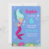 Zeemeermin Verjaardag Uitnodiging, Meisjes Verjaar Kaart (Voorkant)