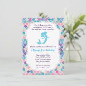 Zeemeermin Verjaardag Uitnodiging met Terug (Staand voorkant)