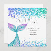 Zeemeermin verjaardag uitnodiging voor meisjes (Voorkant / Achterkant)