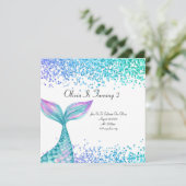 Zeemeermin verjaardag uitnodiging voor meisjes (Staand voorkant)