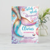 Zeemeermin Verjaardag Uitnodiging, Zeemeermin Bash Kaart (Staand voorkant)
