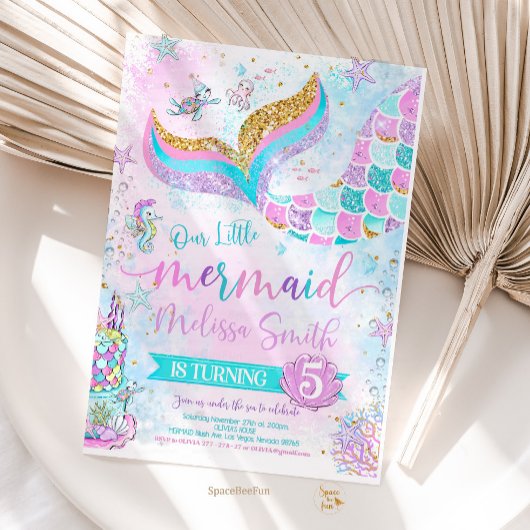 Zeemeermin Verjaardag Uitnodiging Zeemeermin Feest