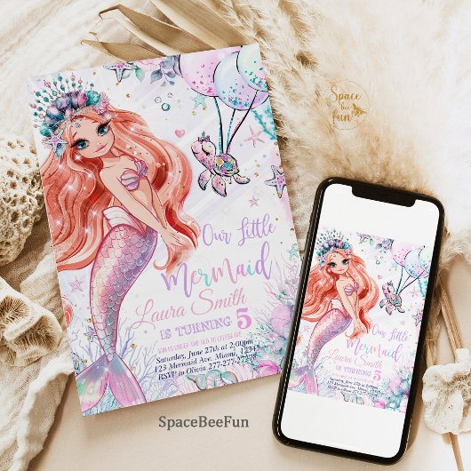 Zeemeermin Verjaardag Uitnodiging Zeemeermin Feest