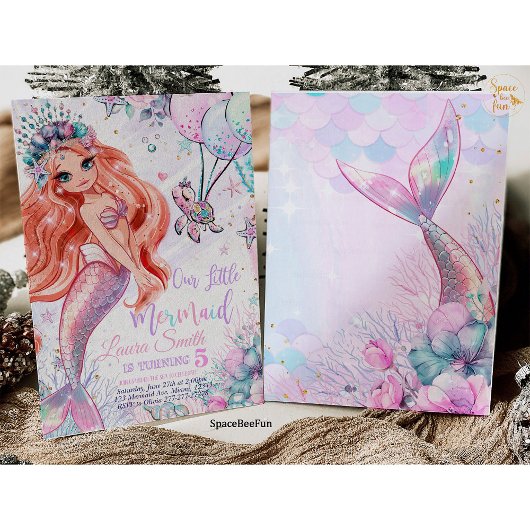 Zeemeermin Verjaardag Uitnodiging Zeemeermin Feest