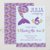 Zeemeermin Verjaardag Uitnodiging Zeemeermin Numme (Voorkant / Achterkant)