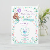 Zeemeermin Verjaardag Uitnodiging Zeemeermin Party (Staand voorkant)