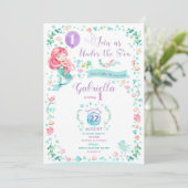 Zeemeermin Verjaardag Uitnodiging Zeemeermin Pool (Staand voorkant)