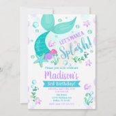 Zeemeermin Verjaardag Uitnodiging / Zwembadfeest (Voorkant)