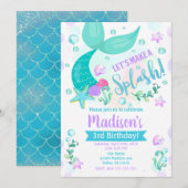 Zeemeermin Verjaardag Uitnodiging / Zwembadfeest (Voorkant / Achterkant)