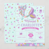 Zeemeermin Verjaardag Uitnodigingen Zeemeerminnenf (Voorkant / Achterkant)