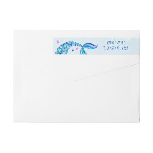 Zeemeermin Verjaardag Wrap Around Envelop Adres (Achterkant)