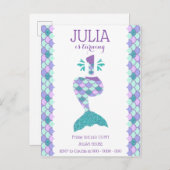 Zeemeermin Verjaardag Zeemeermin Nummer 1 Uitnodiging Briefkaart (Voorkant / Achterkant)