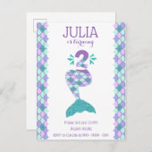 Zeemeermin Verjaardag Zeemeermin Nummer 2 Uitnodiging Briefkaart (Voorkant / Achterkant)