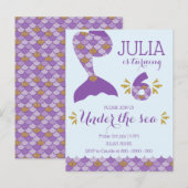 Zeemeermin Verjaardag Zeemeermin Nummer 6 Uitnodiging Briefkaart (Voorkant / Achterkant)