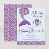 Zeemeermin Verjaardag Zeemeermin Nummer 8 Uitnodiging Briefkaart (Voorkant / Achterkant)