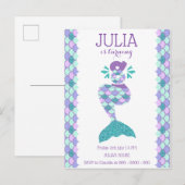 Zeemeermin Verjaardag Zeemeermin Nummer 8 Uitnodiging Briefkaart (Voorkant / Achterkant)