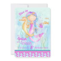 Zeemeermin Verjaardag zwembad feestuitnodigingen