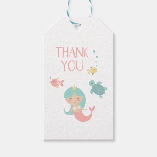 Zeemeermin verjaardagdank u label cadeaulabel (Voorkant)