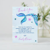 Zeemeermin Verjaardagsfeest Aangepaste Dankkaarten Bedankkaart (Staand voorkant)