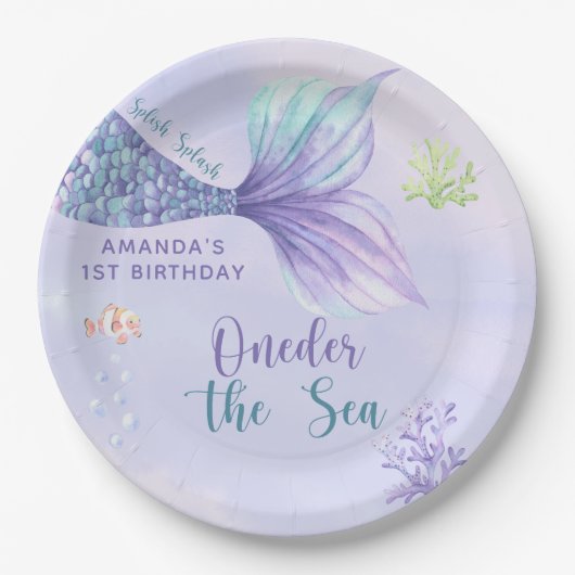 Zeemeermin verjaardagsfeest eigenaar van het Zee Z Papieren Bordje (Voorkant)