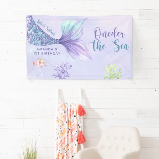 Zeemeermin verjaardagsfeest eigenaar van het Zee Z Spandoek (Insitu)