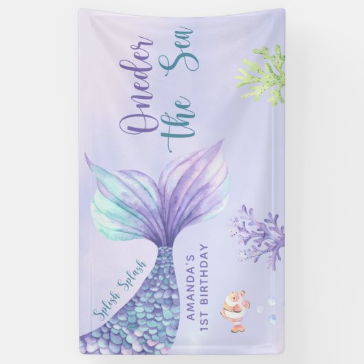 Zeemeermin verjaardagsfeest eigenaar van het Zee Z Spandoek (Verticaal)