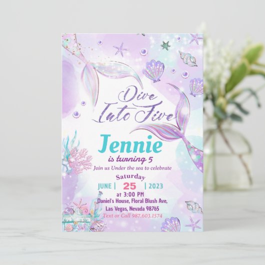 Zeemeermin Verjaardagsfeest Onder De Zee Feest Kaart (Staand voorkant)