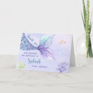 Zeemeermin Verjaardagsfeest Onder het Zee de Dank  Bedankkaart