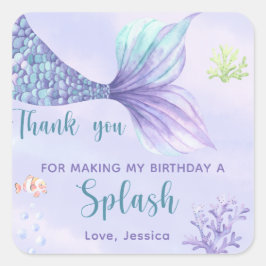 Zeemeermin Verjaardagsfeest Onder het Zee de Dank  Vierkante Sticker