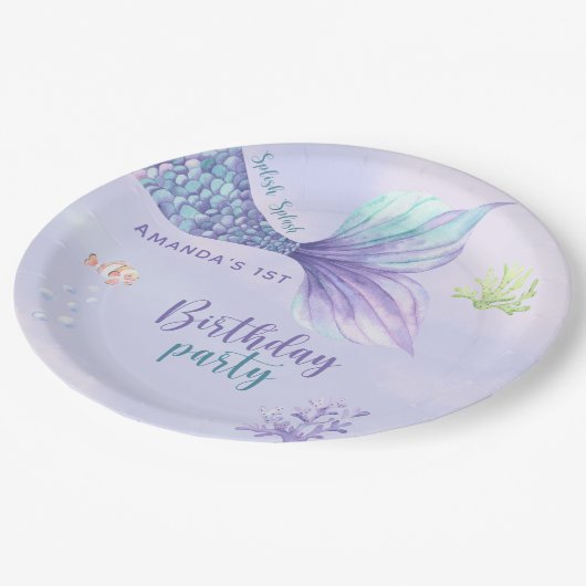 Zeemeermin Verjaardagsfeest onder het Zee Zeemeerm Papieren Bordje (Gekanteld)