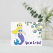 Zeemeermin Verjaardagsfeest Uitnodiging (Staand voorkant)