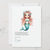 Zeemeermin Verjaardagsfeestje Bedankkaart (Achterkant)