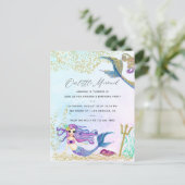 Zeemeermin verjaardagsfeestje briefkaart (Staand voorkant)